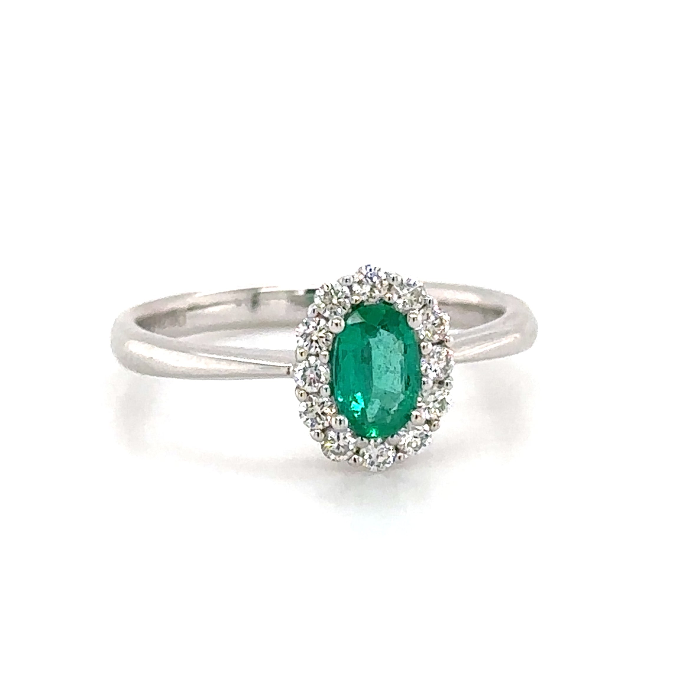 0.53carat Oval-cut Emerald & Diamond Ring