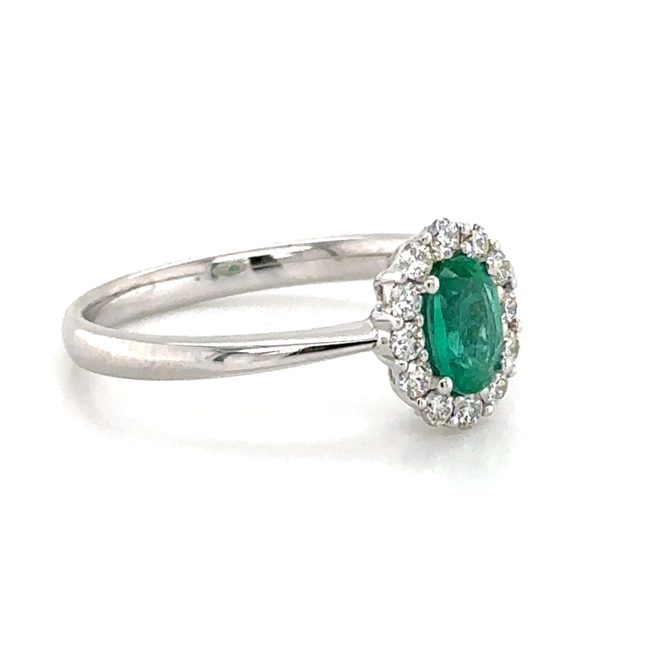 0.53carat Oval-cut Emerald & Diamond Ring