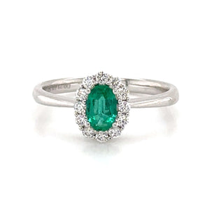 0.53carat Oval-cut Emerald & Diamond Ring