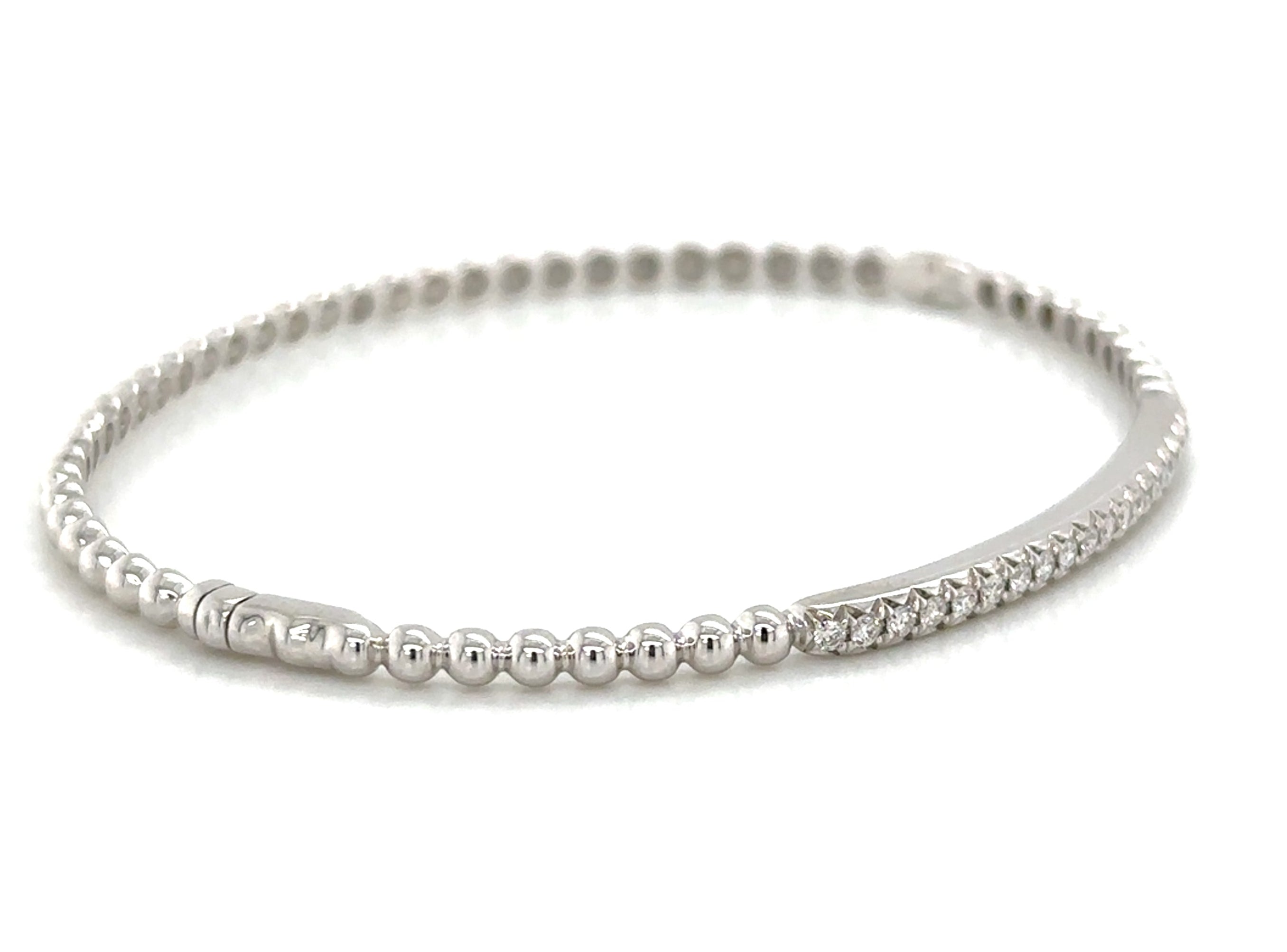 0.29ct tw Diamond Beaded Gold Bangle Bracelet