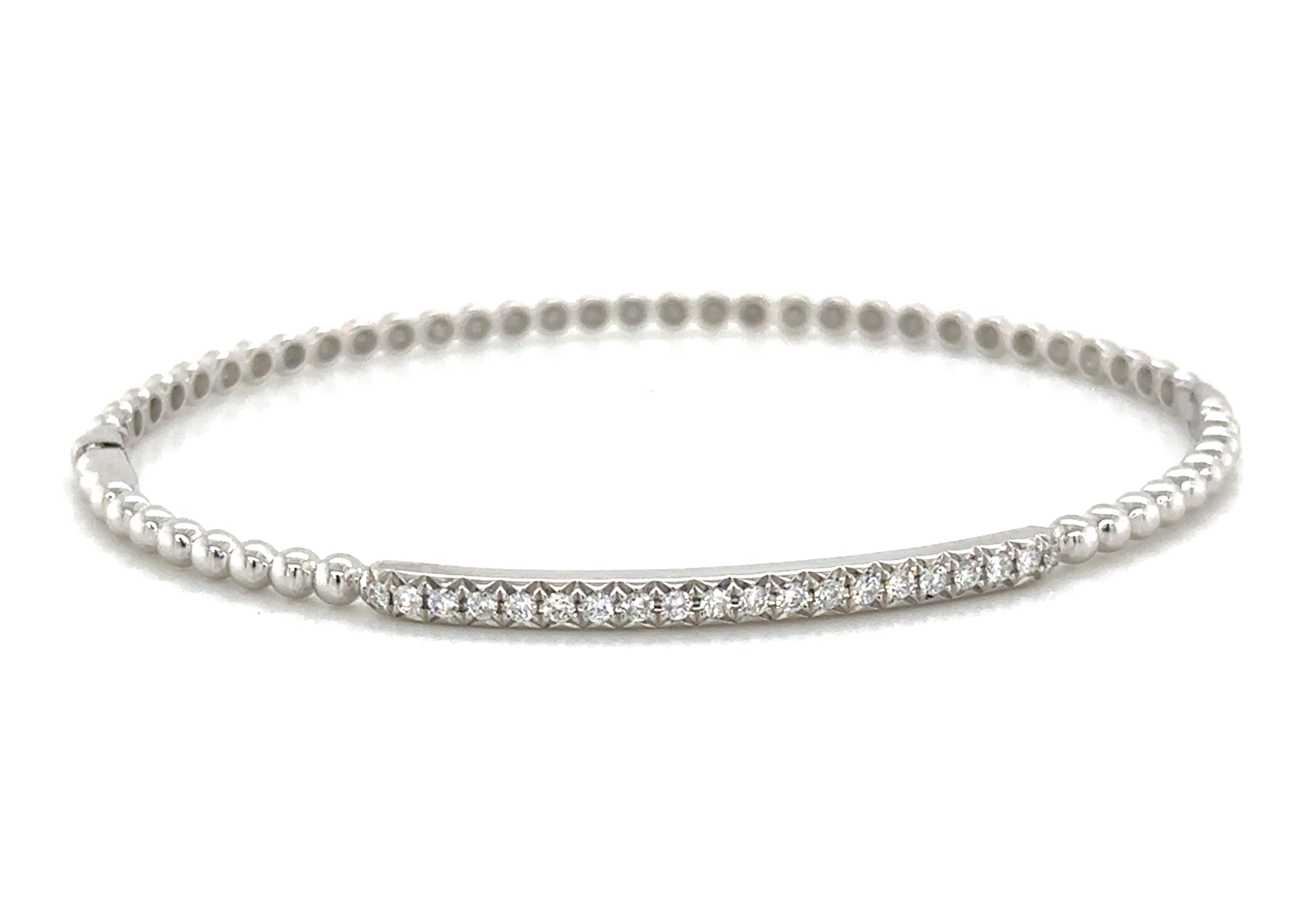 0.28ct tw Diamond Beaded Gold Bangle Bracelet