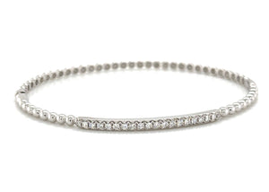 0.28ct tw Diamond Beaded Gold Bangle Bracelet