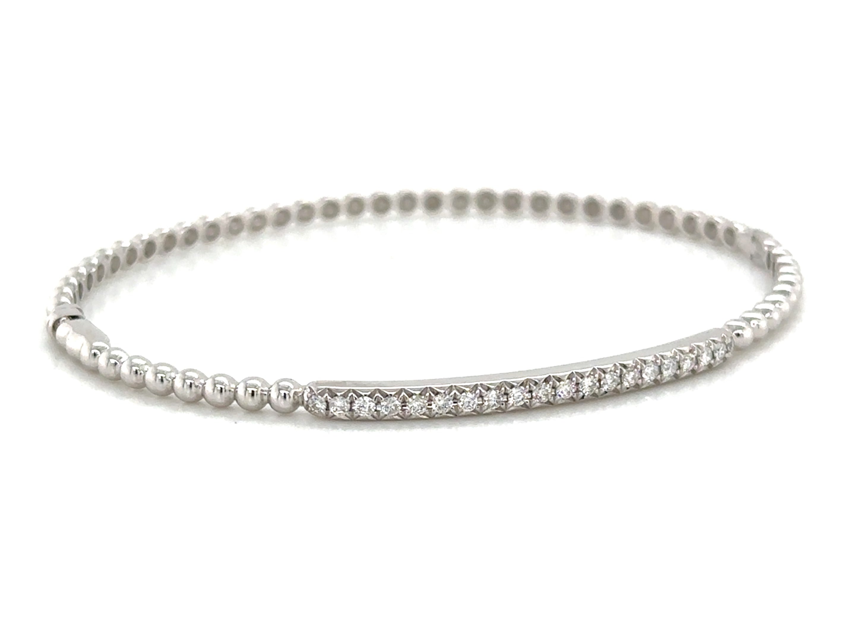 0.28ct tw Diamond Beaded Gold Bangle Bracelet