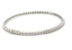 0.28ct tw Diamond Beaded Gold Bangle Bracelet