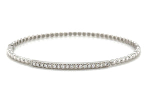 0.28ct tw Diamond Beaded Gold Bangle Bracelet