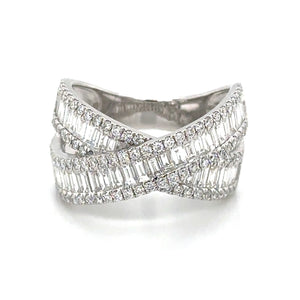 1.92ct tw Diamond Baguette and Round cut Criss Cross Ring