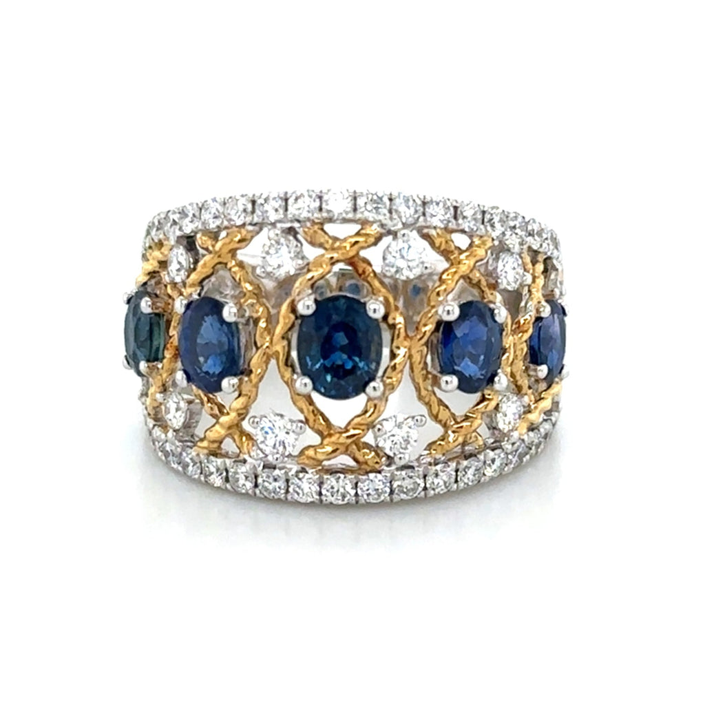 2.49carat Diamond and Blue Sapphire Ring