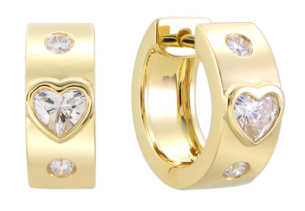 0.44ct tw Diamond Single Heart Cut Huggie Earrings