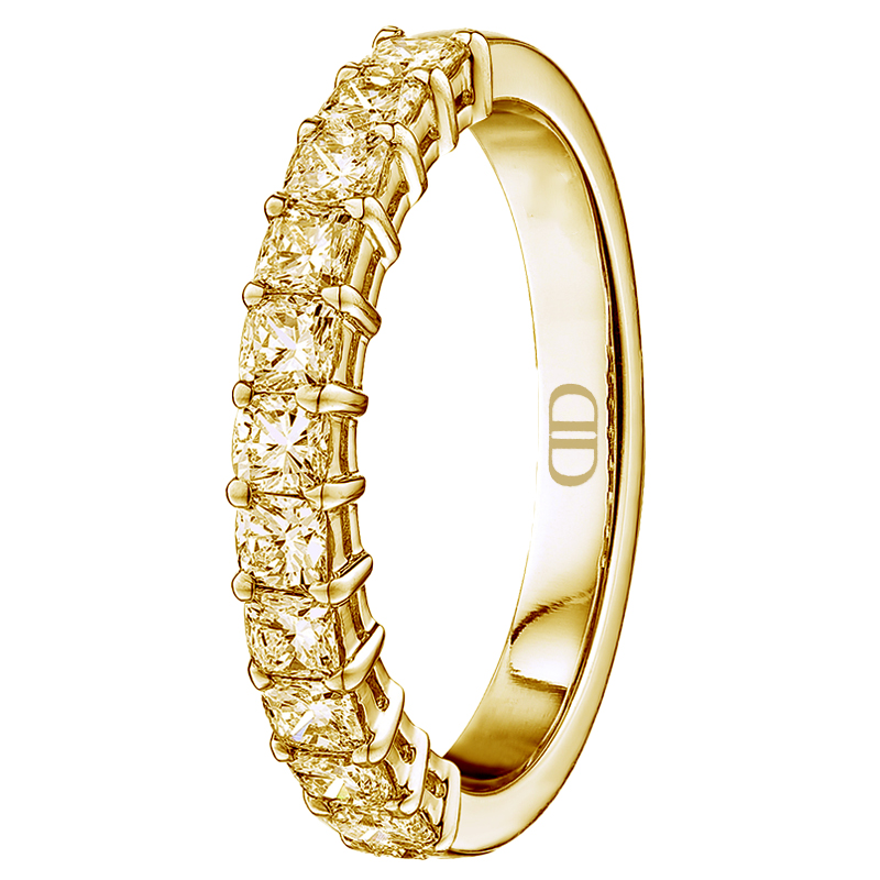 Designer Fancy Intense Yellow Canary 2.31carat Cushion-cut Half Eternity Diamond Ring