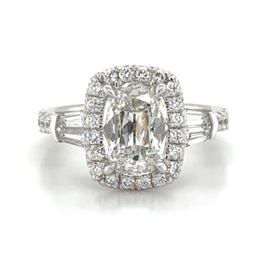 GIA Certified 2.42CT T.W. Henri Daussi Cushion Cut Halo Engagement Ring