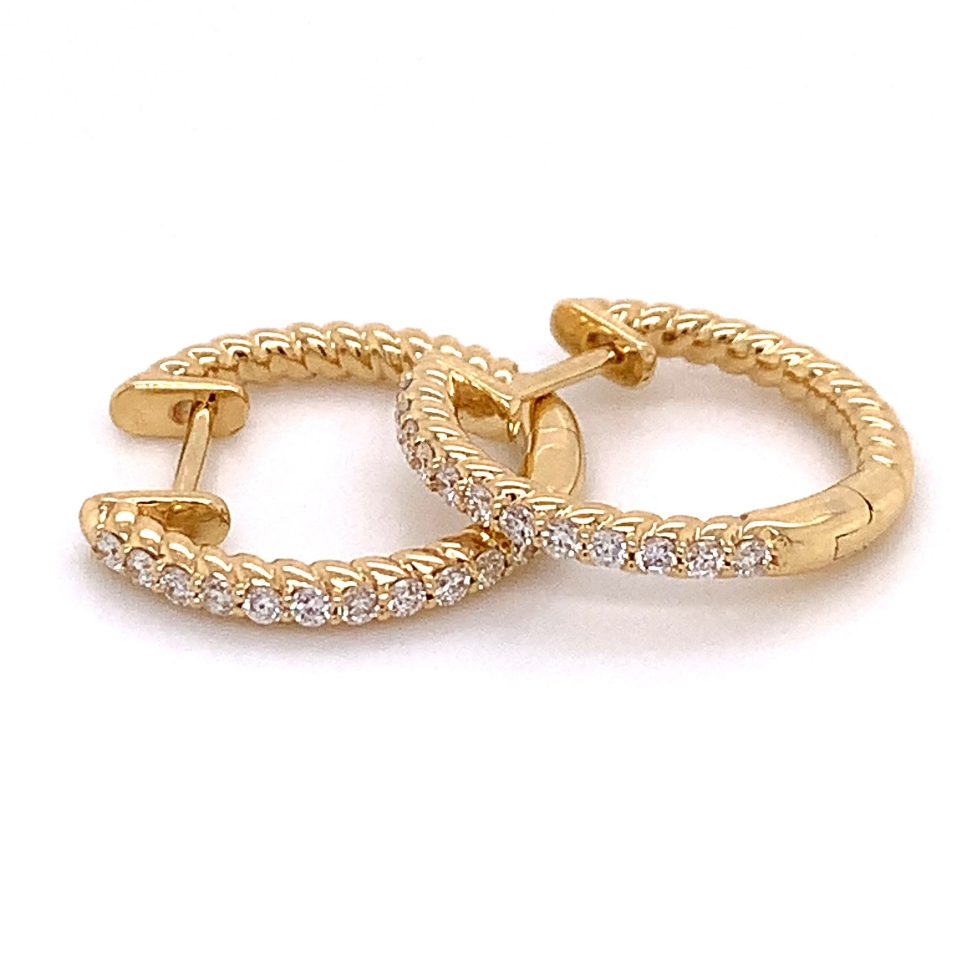 Ladies Diamond Hoop Huguie Earrings 0.26ctw