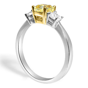 1.22ctw Canary Fancy Yellow Three Stone Diamond Engagement Ring