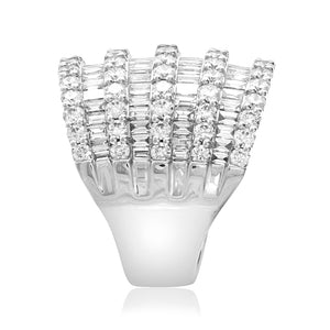 4.74ct t.w. Round And Baguette Diamond Cocktail Statement Ring