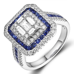 Sapphire and diamond Art - Deco Style Octagon Ring