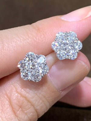 Diamond 1.95ct t.w. Flower Earrings - HANIKEN JEWELERS NEW-YORK