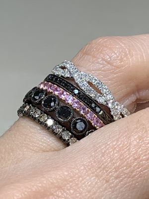 1.85ctw Black Diamond Milgrain Black Rhodium Eternity Band