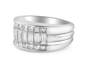 Baguette And Princess Cuts Diamond Wide Band 2.80ctw