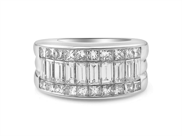 Baguette And Princess Cuts Diamond Wide Band 2.80ctw