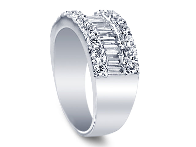 Round And Baguett Diamond Anniversary Ring 1.85ctw