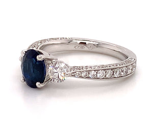 1.41ct Antique Style Sapphire And Diamond Ring