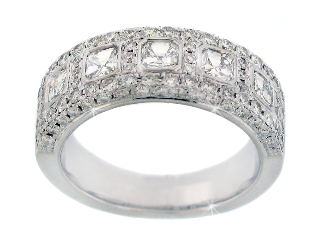 Half Way Round & Asscher cut Diamond band with pave diamonds 1.61ct tw