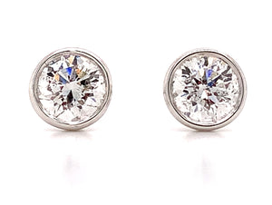 1.10ctw Round Diamond Bezel Set Stud Earrings