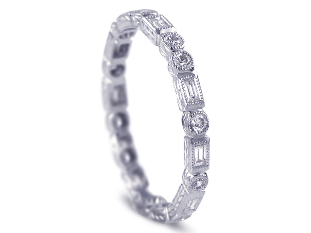 Round And Baguette Diamond Jazz Ring 0.61ct t.w.