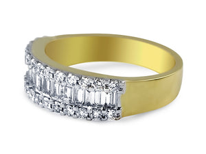 Diamond Wedding Band With Rounds & Baguette 0.89ctw