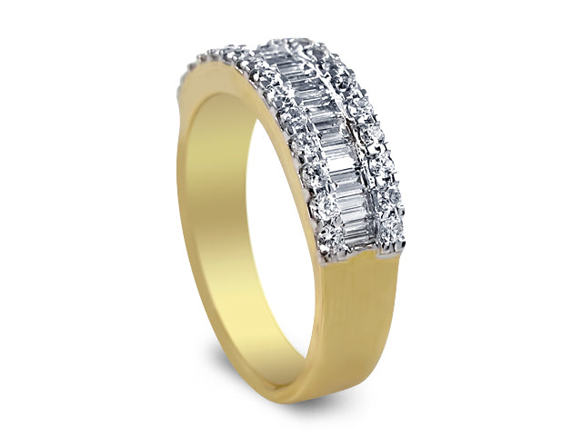 Diamond Wedding Band With Rounds & Baguette 0.89ctw