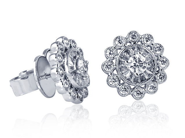 Invisible Set  1.14ct t.w. Flower Motif Diamond Earrings - HANIKEN JEWELERS NEW-YORK