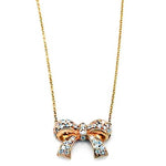 Petite Yellow Gold Diamond Bow Pendant 0.40ctw