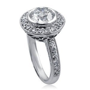 1.66CT T.W. Round Brilliant Cut Diamond Halo Engagement Ring