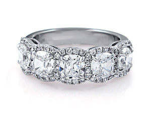 Five Stone Cushion Cut Anniversary Ring 2.57ctw