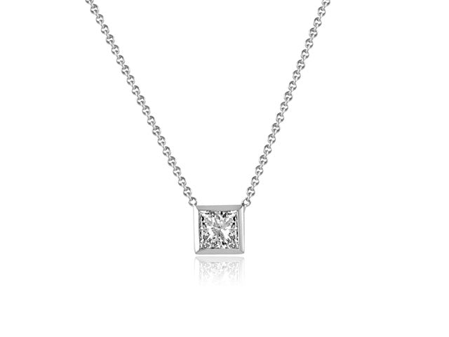 0.62carat Princes Cut Solitaire Pendant Necklace