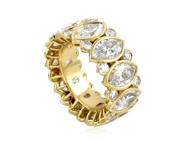 Marquise And Round Diamond Eternity Statement Ring 8.98ct tw