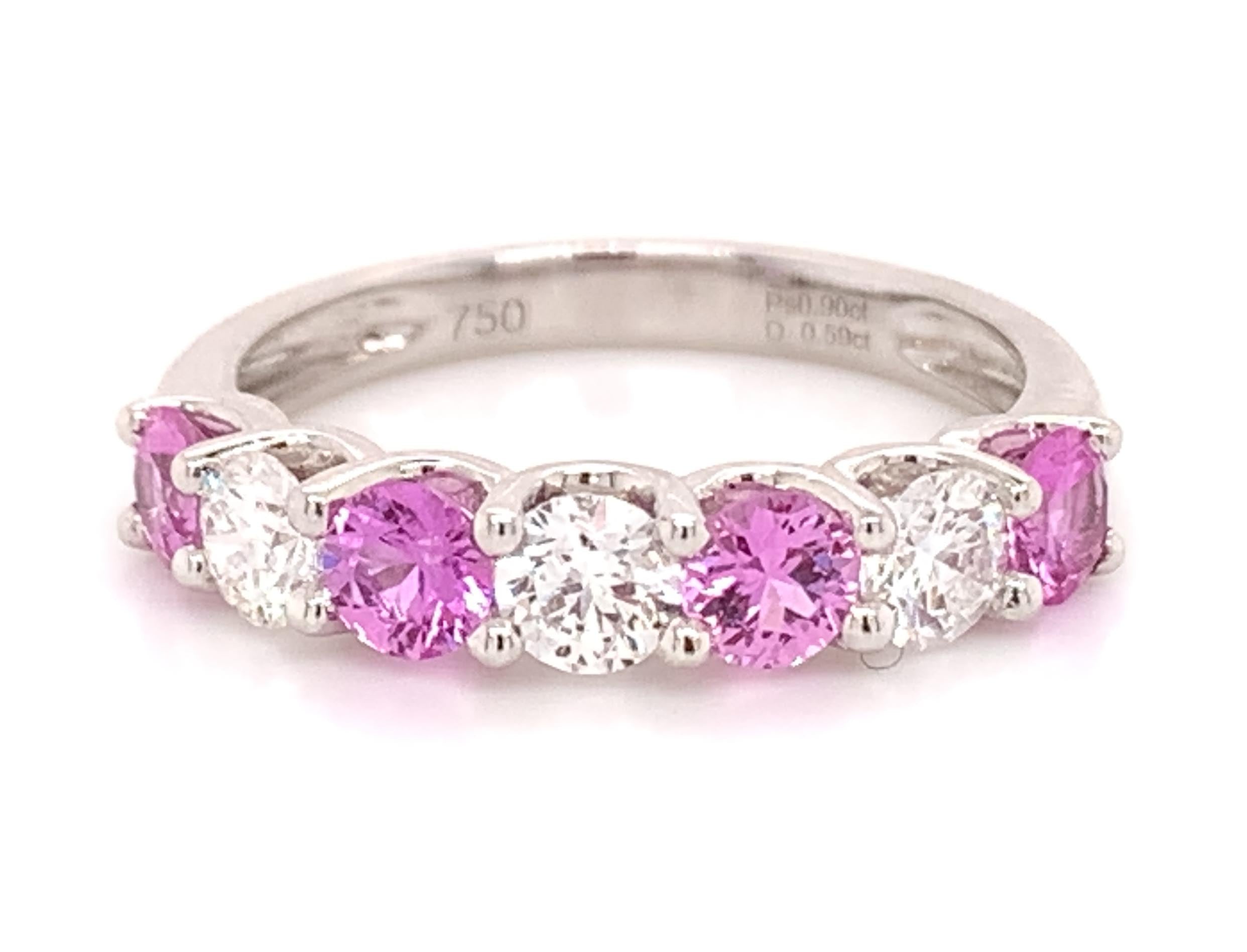 1.49ct tw Pink Sapphire & Diamond Alternating Ring