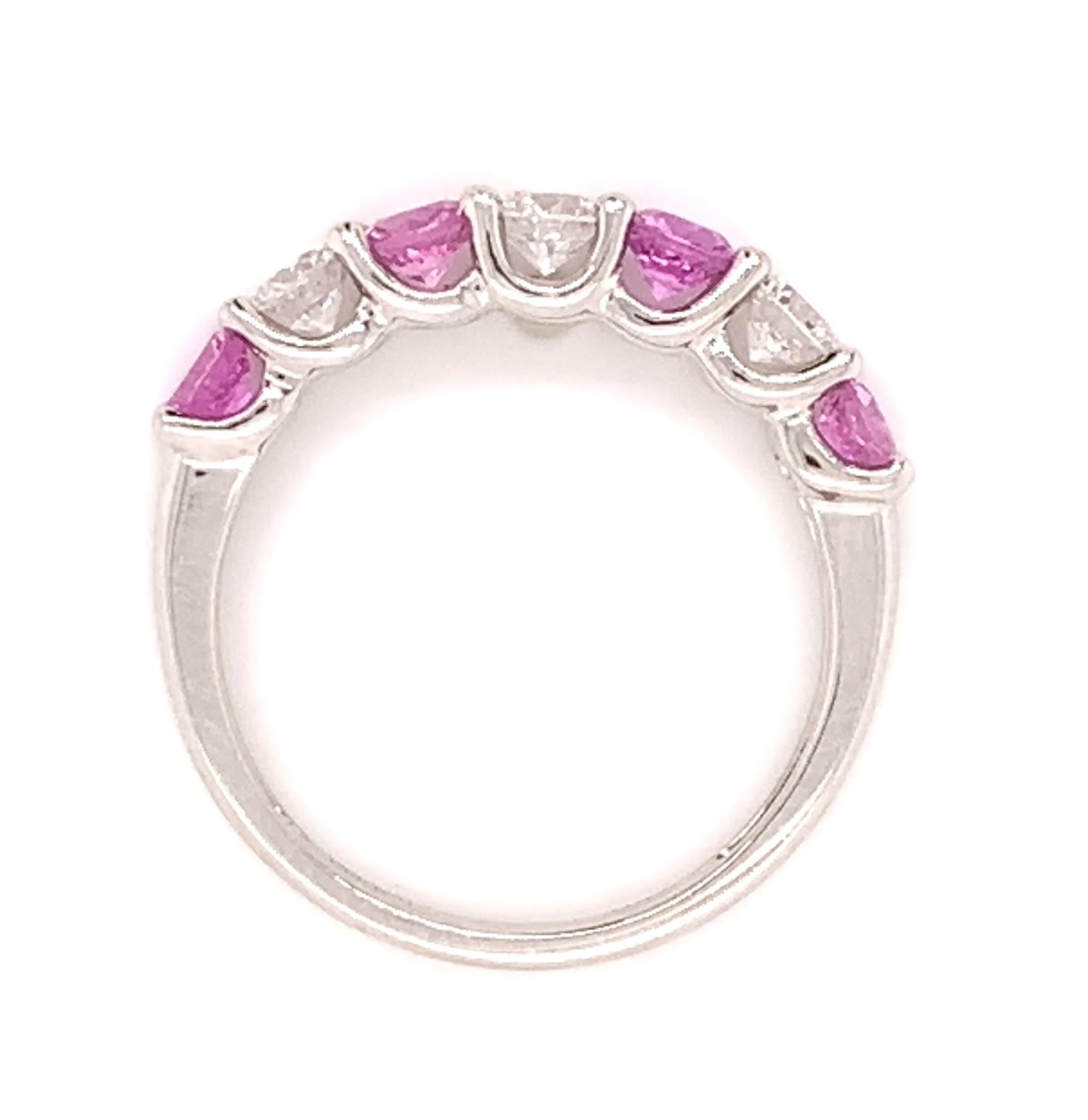 1.49ct tw Pink Sapphire & Diamond Alternating Ring