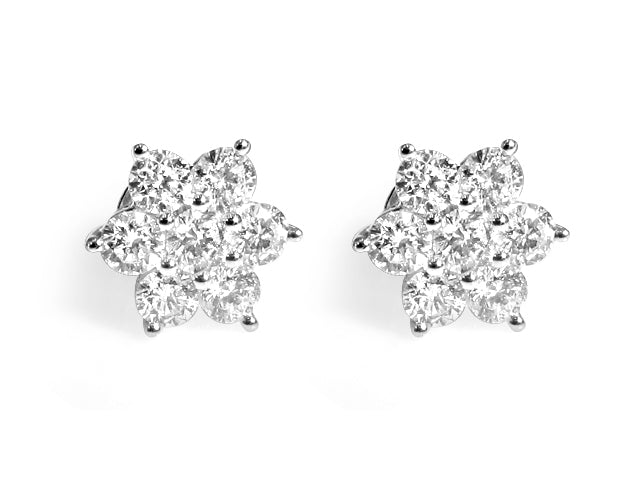 2.12ctw Diamond Flower Shape Stud Earrings - HANIKEN JEWELERS NEW-YORK