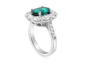 Oval Emerald Halo Ring 2.93ct