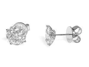 Diamond Cluster Stud Earrings 1.77 cttw