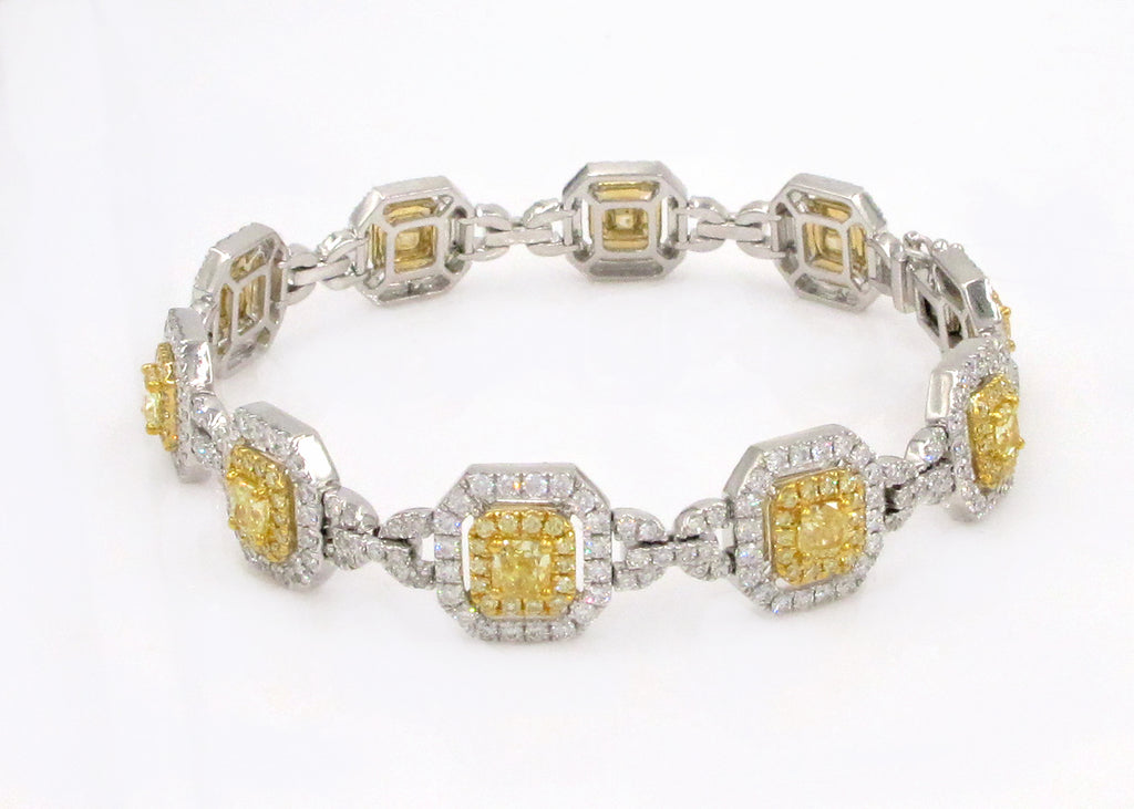 Yellow & White Diamond 7.89ctw Fancy Statement Bracelet