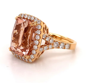 11.37 ctw Morganite Ring with Diamonds