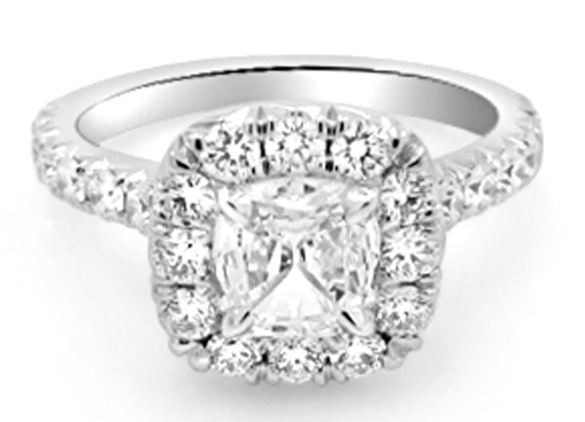 Henri Daussi Cushion GIA Certified 1.20ct tw Halo Engagement Anniversary Ring