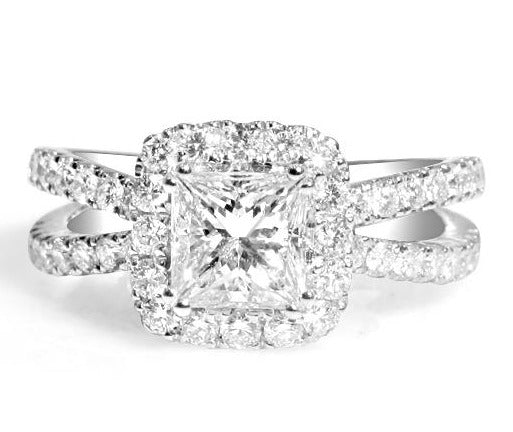 1.78ct tw Totaling GIA Certified Center Princess Cut 1.01ct tw Engagement Anniversary Ring