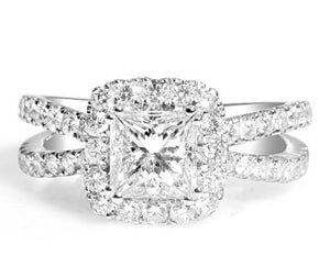 1.78ct tw Totaling GIA Certified Center Princess Cut 1.01ct tw Engagement Anniversary Ring