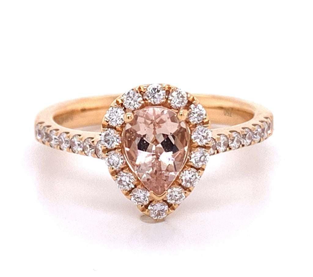 1.05ct tw Pear Shape Morganite and Diamond Ring