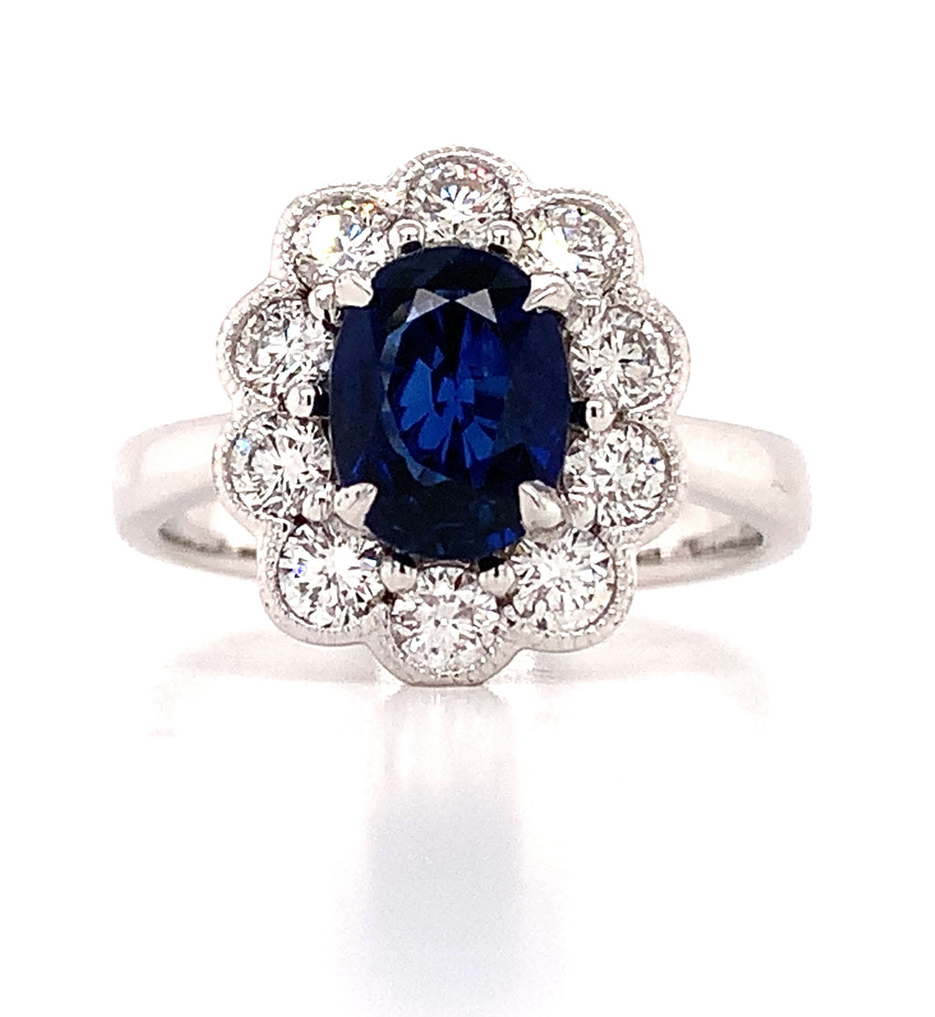 Royal Blue Sapphire & Diamond Ring