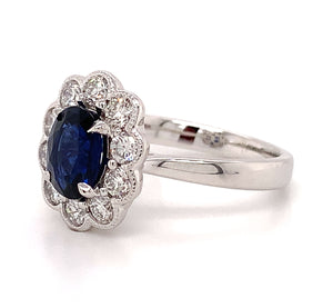 Royal Blue Sapphire & Diamond Ring