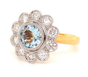 2.03carat Ladies Aquamarine and Diamond Ring