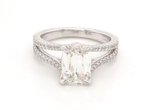 2.33CT T.W. Platinum Henri Daussi Cushion Pave Style Diamond Engagement Ring - HANIKEN JEWELERS NEW-YORK